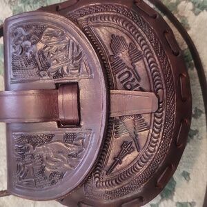 Handmade Brown Leather Crossbody Bag from PERU